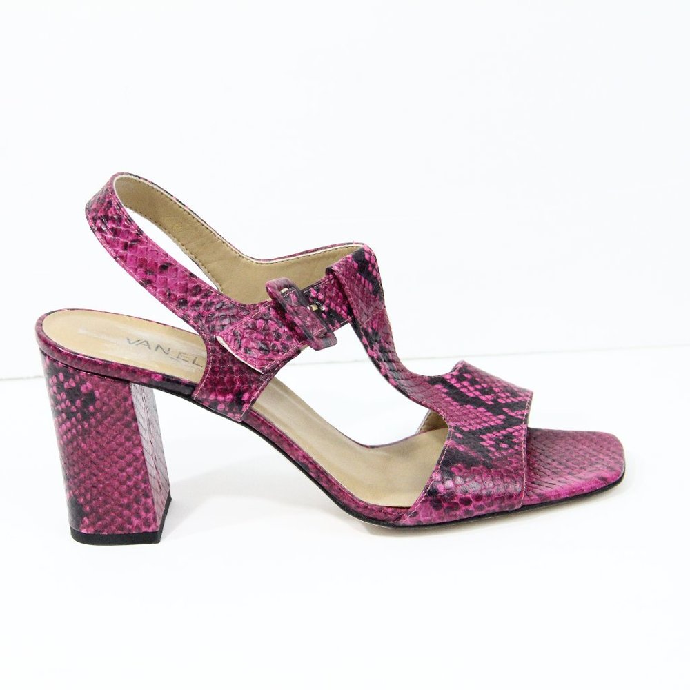 Vaneli Dressy Sandals NEW sz 9.5 Women Square Toe Shoes Leather Block Heel